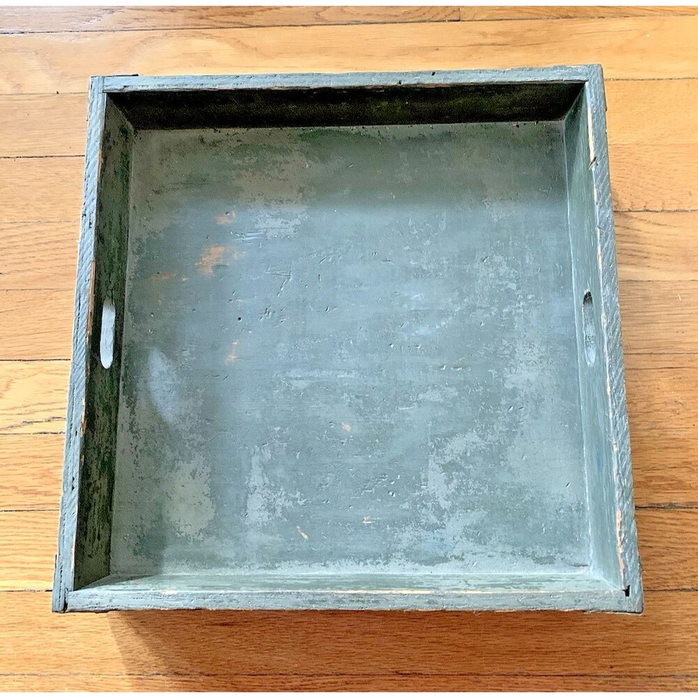 Vintage Large Solid Wood Serving Tray Crate – Rustic Primitive Farmhouse Decor